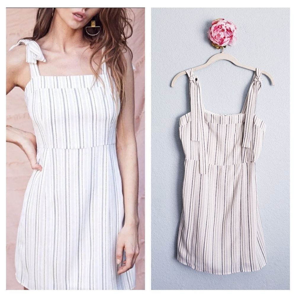 Anthropologie Sage The Label Striped Mini Bow Strap Dress